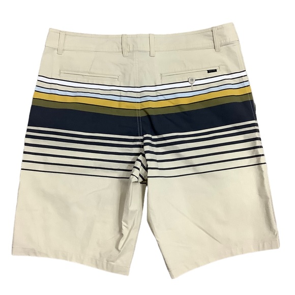 Men's Valor 33 Medium Swim Shorts Trunks Hybrid Stripes Khaki Stripes Stretch - Picture 3 of 7